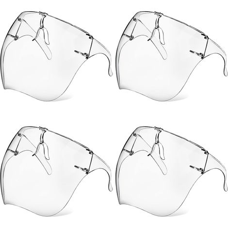 4er-Pack Gesichtsschutzschilde mit Schutzbrille, Antibeschlag- und transparenter Gesichtsmaske. (1/3)