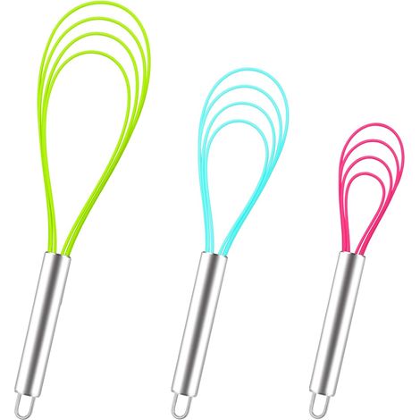 Lot de 3 fouets plats en silicone résistant à la chaleur pour mélanger, fouetter, battre, mélanger 20,3 cm, 25,4 cm, 30,5 cm (1/5)