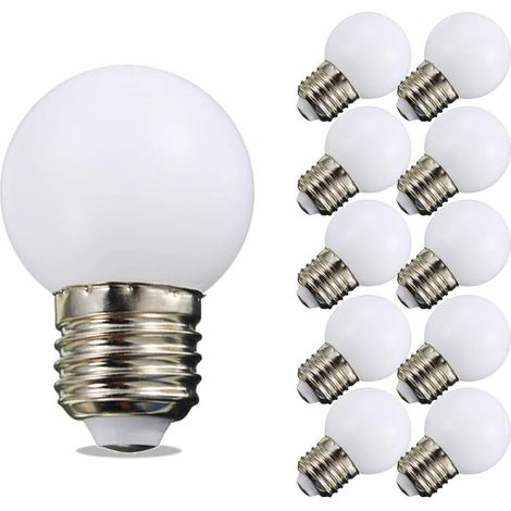 Lot de 10 ampoules LED G45 lumière du jour 5 W 6000 K E27 standard blanc froid non dimmable équivalent à économie d'énergie pour maison, chambre, salle de bain, cour, jardin [Classe énergétique A+]