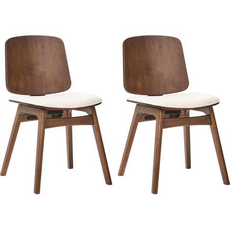 Esszimmerstuhl 2er Set CHARLESTON Holz Braun / Hellbeige