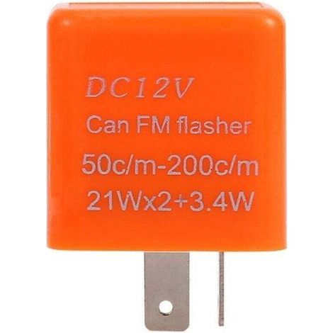 Clignotant Moto Universel 2 Broches Vitesse Réglable Relais Clignotant LED 12V Orange (1/4)