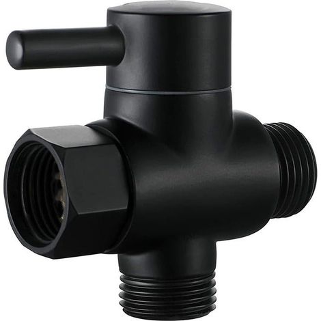 ne de coupure de la colonne de douche vanne d'arrêt 1/2 valve de pommeau de douche un t douchette pour wc (Noir) (1/4)