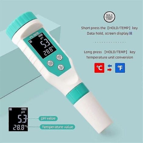 7-in-1-Pool-Salzgehaltsmesser (pH-Wert/Freies Chlor/ORP/EC/TDS/Salzgehalt/Temperatur) – IP67 wasserdicht – A1