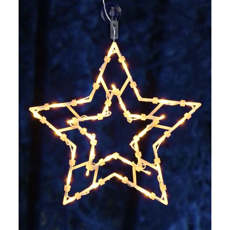 XXL LED Weihnachts Fenster Silhouette - Stern - Deko Fensterbild beleuchtet mit Timer