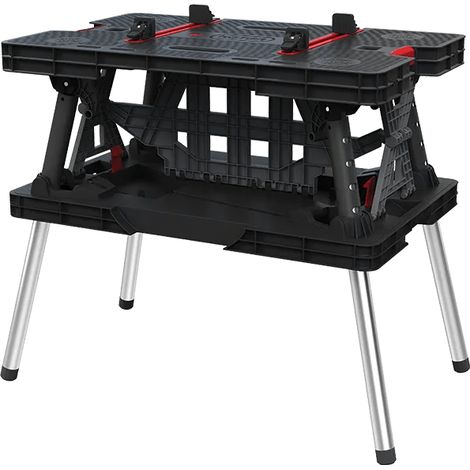 Keter Klappbarer Arbeitstisch mit Klemmen – 91x55,5x75,5 cm – Anthrazit/Rot