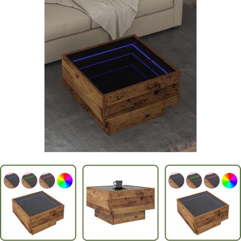Table basse rustique - Table basse Bois ancien 50 x 50 x 30 cm Bois d'ingénierie (1/5)