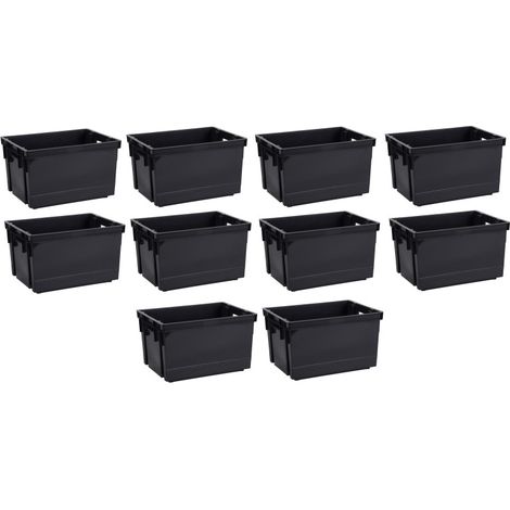 Lot de 10 Bacs de manutention 20L Superposables Gris - Plastique Solide - Origine France - Livraison gratuite (1/3)