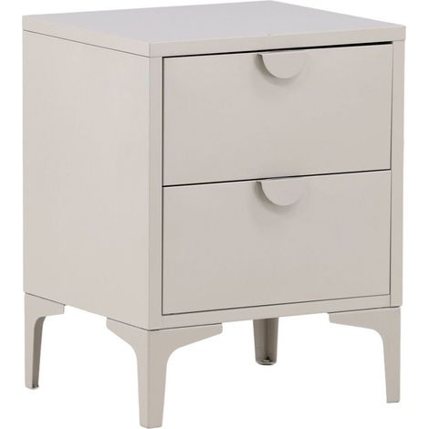 Table de Chevet 2 Tiroirs "Piring" 60cm Beige (1/5)
