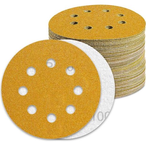 Disque Poncage 125mm Grain 100 Papier Poncer 100pcs Disques Abrasif pour Ponceuse Excentrique Papier de Verre