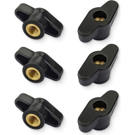 6 Pièces Écrous Droits à Filetage Moleté M8 Noir en Laiton et Plastique Tête Plate pour Mécanique Mobilier et Équipements Électroniques (1/5)