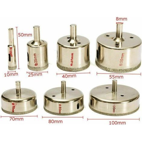 7pcs Diamant Enduit Perceuse Sciecloche Trou Pour Verre Ceramique Marbre 10100mm