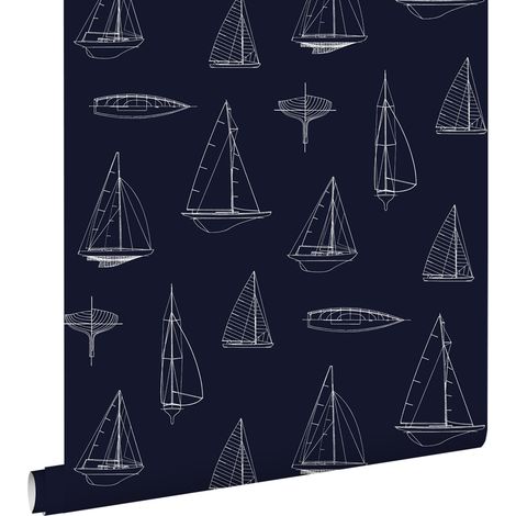 papier peint bateaux bleu marine - ESTAhome (1/5)