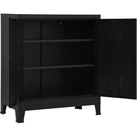 Classeur Design moderne, Armoire Etagère de rangement, Noir 90x40x100 cm Acier OIB2661E (1/5)
