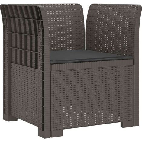 Fauteuil à accoudoirs avec coussin aspect rotin synthétique, en polypropylène, gris clair (1/5)