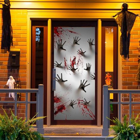 Halloween Haunted House Decoration, Door and Window Cover, Zombie Hands 180cm × 80cm (1/5)