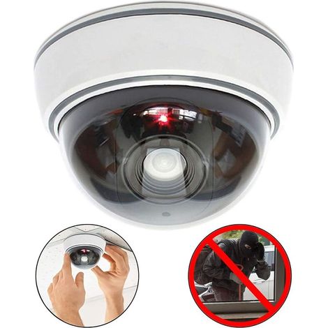 Attrappe einer Kamera mit Objektiv, Videoüberwachung, Warensicherung, mit rotem LED-Licht, sehr realistisch zur Wandmontage, Attrappe einer Überwachungskamera (1/5)