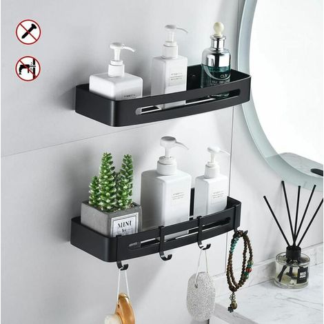 Étagère de douche Étagère de salle de bain noire sans perçage Support mural en aluminium pour serviette de douche de salle de bain Étagère de rangement adhésive, durable, ne rouille pas (2 niveaux)
Vo (1/4)