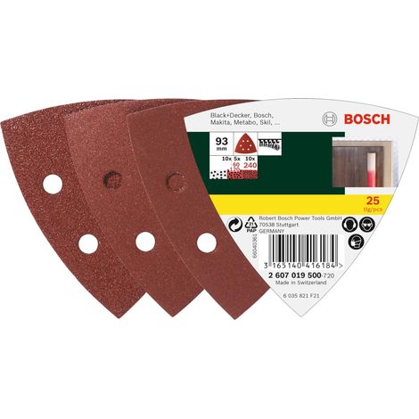 Lot de feuilles abrasives pour Ponceuse Delta Grain 60-240 25 pièces Argent (1/4)
