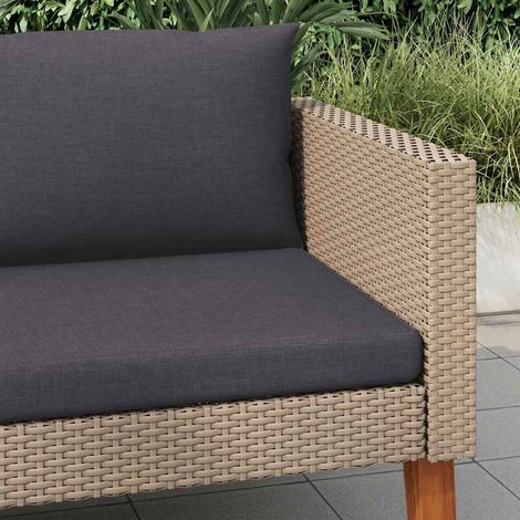 Canapé simple de jardin, Canapé d'extérieur, Meuble de jardin, avec coussins Résine tressée Beige OIB3596E (1/5)