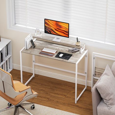 Bureau d'ordinateur pliable avec support d'écran. pour chambre. petits espaces. 100 x 48 x 87.5 cm. bois naturel