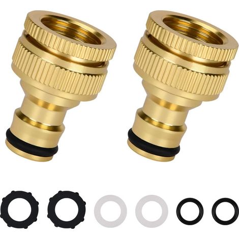 Lot de 2 Adaptateur Tuyau Arrosage, Adaptateur Robinet Tuyau Arrosage, Femelle 3/4" et 1/2", Universel Connecteurs pour Tuyau d'arrosage, Arrosage Outils de Jardin (1/5)