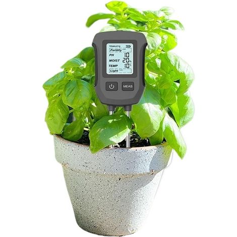 Testeur pH Sol Testeur sol portable 5 1 détecteur fertilité humidité pH température ensoleillement écran LCD for jardin fleurs (1/5)