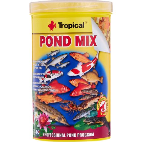 POND MIX 1000ml / 160g - è una miscela di diversi tipi di mangimi per l'alimentazione quotidiana dei pesci da laghetto. (1/4)