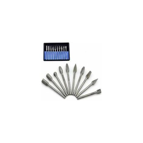 10pcs Carbide Rotary Burrs Set with Sanding Head for Dremel Rotary Tools for Drilling and Polishing Metal (1/5)