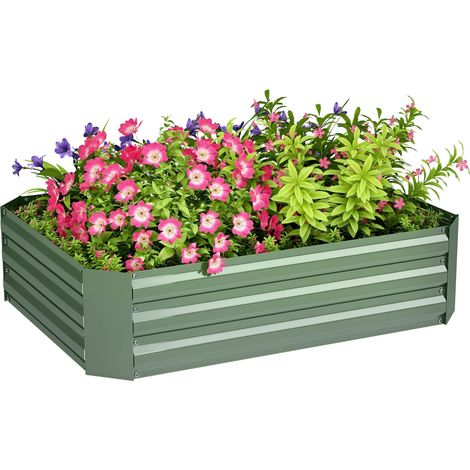 Jardinière surélevée, acier galvanisé, 120 x 90 x 30 cm, vert foncé résistant aux intempéries et à l'humidité