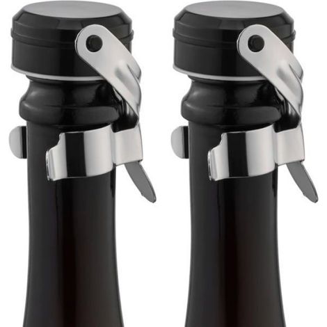 Bouchons pour bouteilles de champagne et de vin, en acier inoxydable, réutilisables(lot de 2, argent)