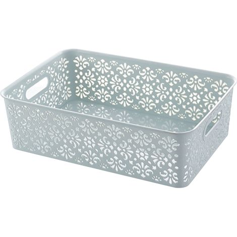 Panier de Rangement Plastique Ajouré Design Élégant pour Bureau Cosmétiques et Accessoires de Maison Organisateur Compact (1/4)