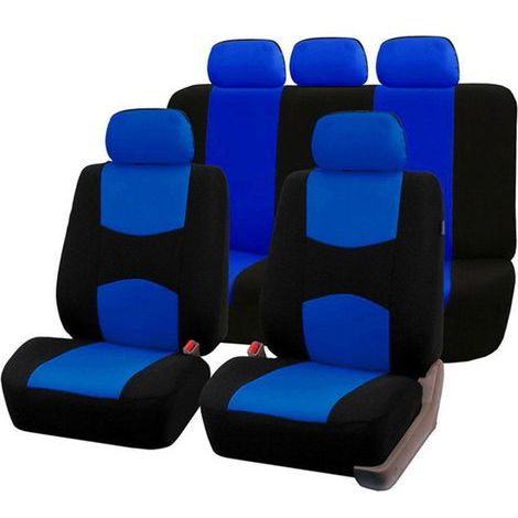 WODHMIEY Fundas Asientos Coche universales de 5 plazas, Apta Para Fundas Asientos Coche universales Delanteros y Traseros Con reposacabezas, Resistente al Desgaste y antideformación (Azul). (1/5)