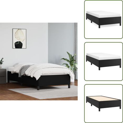 Bettgestell Schwarz 100x200 cm Kunstleder - Bettesrahmen - Doppelbett - Kunstlederbett - Schwarzes Bett - Boxspringbetten (1/5)