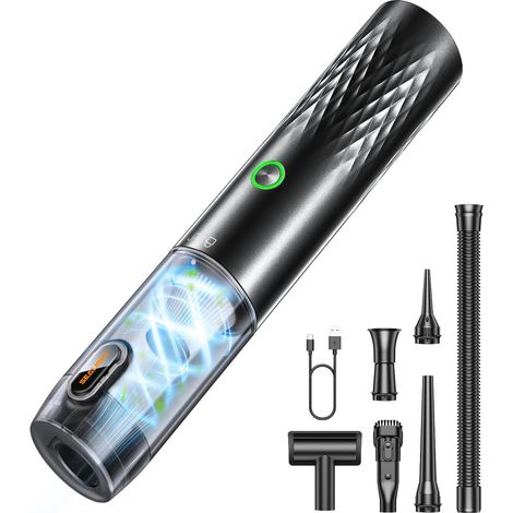 Aspirateur à Main 6 en 1, 29000Pa Aspirateur Voiture sans Fil, 40 Minutes Autonomie, Moteur sans Balai, Vidage Automatique 1 Touche, Mini Aspirateur de Voiture pour Voiture Cuisine Maison (1/5)