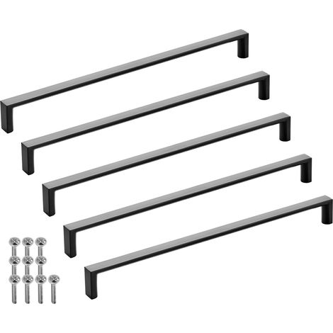 SOTECH Möbelgriff Bügelgriff Blackline XI schwarz matt Schubladengriff Schrankgriff inkl. Schrauben - Bohrlochabstand (BA) 256 mm, 5 Stück