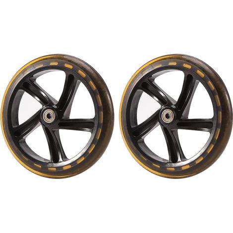 Lot de 2 roues de scooter 200 mm en polyuréthane - Épaisseur des roues : 30 mm - Roulement ABEC-7 - Noir transparent (1/5)