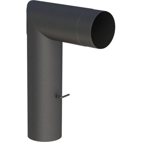 Tuyau de poêle coudé Ø 130 x 300 mm avec clapet d'étranglement et porte