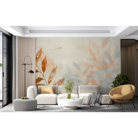 Papier peint fleuri delicates feuilles dautomne aquarelle - 150 x 250 cm (1/2)