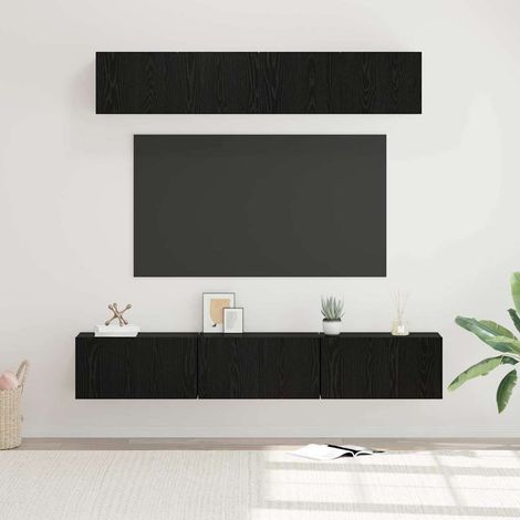 TV-Schrankset 5 pcs Schwarz Eichen-Optik Holzwerkstoff