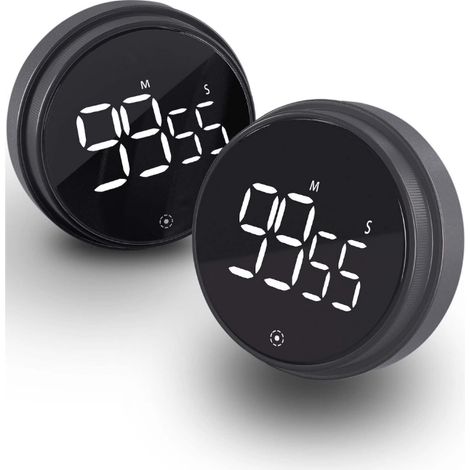 Temporizadores de cocina digitales, paquete de 2 unidades, magnéticos, con gran pantalla LED y control de volumen de 3 niveles.