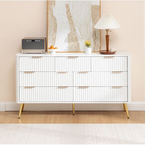 Commode 7 tiroirs blanche MDF avec anti-basculement OKMYHOME (1/5)