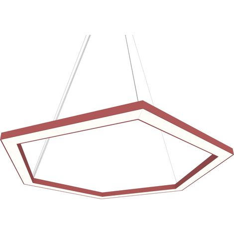 LUMICOM  ESAGONO 1X Sospensione, STRIP LED, 34W/m, 3000K, metallo, rosso cowhide, Ø60cm (1/2)