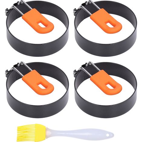 4 moules à œufs faciles à démouler, bonne isolation thermique, cuiseur à œufs rond sûr et sans danger avec brosse (1/5)