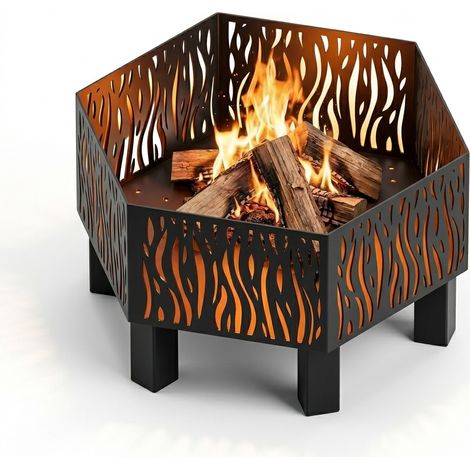 Feuerstelle HEXA, 80 x 80 cm, Schwarz