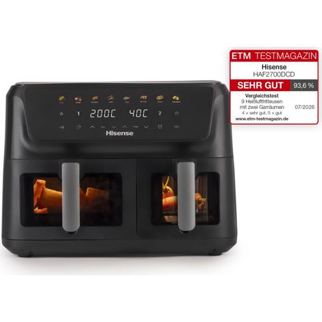 Hisense HAF2700DCD Doppia 11 L Indipendente 2700 W Friggitrice ad aria calda Nero (1/5)