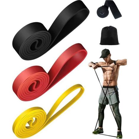 Bandes élastiques de fitness pour yoga (3 pièces) - Marque - Modèle - Blanc - Amincissement et flexibilité (1/4)