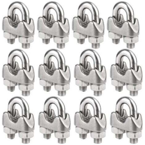 Lot de 12 attaches de câble en acier inoxydable pour câbles en acier de 4 mm de diamètre (M4). (1/4)