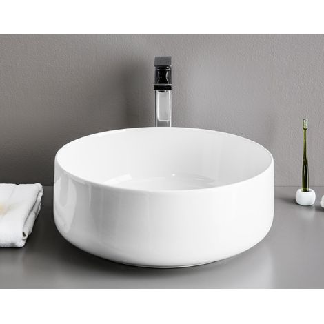 Lavabo Cognac appoggio cm. 42 salvaspazio senza foro in ceramica (1/2)