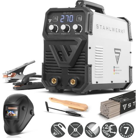 STAHLWERK Soldadora de electrodos ARC-270 ST – Equipo completo – MMA (Electrodo) hasta 270 A, soldadura sin gas protector, Inverter Lift-TIG 400 V, refrigeración inteligente (1/5)