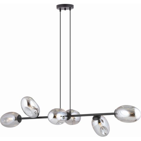 Lustre Emibig Pandora 6xE14 verre graphite noir chromé (1/5)